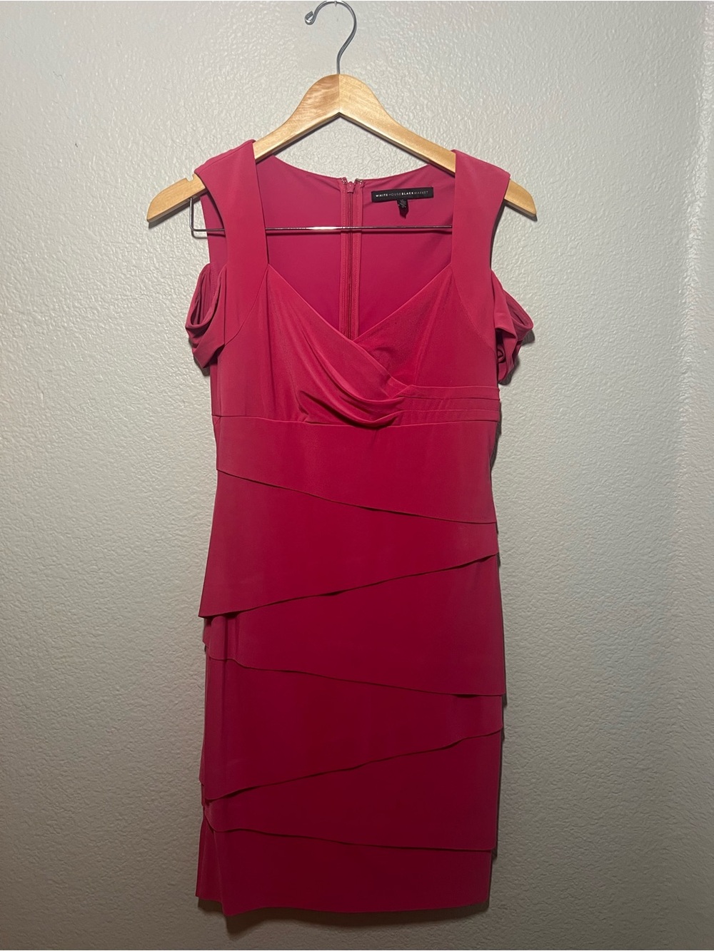White House Black Market Pink Cold-Shoulder Sheath Dress Size 8